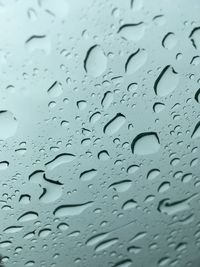 Full frame shot of raindrops on window