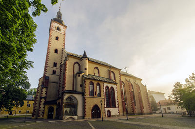 Low angle view of church against sky