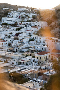 High angle view of townscape against sky