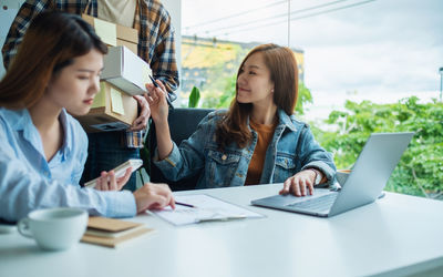 Business colleagues working at office