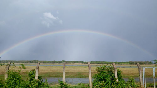 Scenic view of rainbow against sky