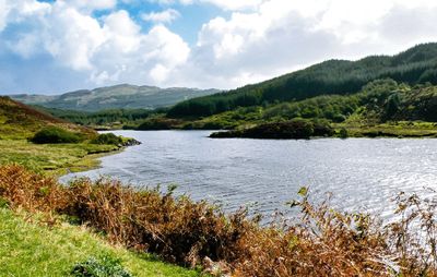 Scenic view of lake against sky