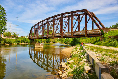 Bridge over river against sky