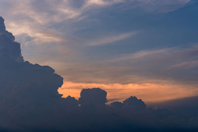 Low angle view of silhouette mountain against sky during sunset