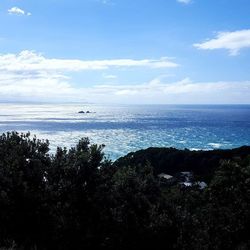 Scenic view of sea against cloudy sky