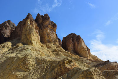 Low angle view of rock formation against sky