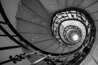 High angle view of spiral staircase in building