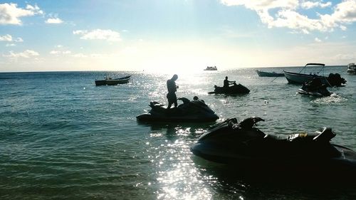 Boat sailing in sea