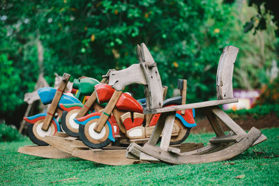 Tractor on field in park