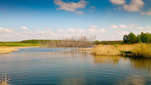 Scenic view of lake against sky