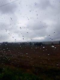 Full frame shot of raindrops on glass window