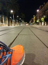 Illuminated street lights at night