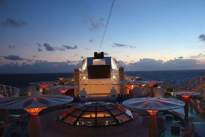 Panoramic view of sea against sky at sunset