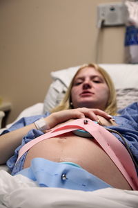 Low angle view of woman working