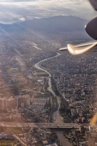 High angle view of city against sky