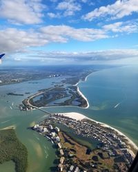 Aerial view of sea against sky