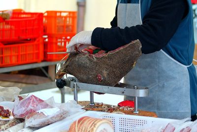 Ham cutting in a farmer market