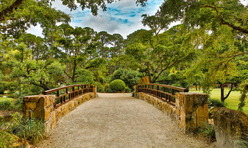 High resolution photo of a bridge in a japanese garden in palm beach, florida.