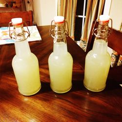 Close-up of bottles on table