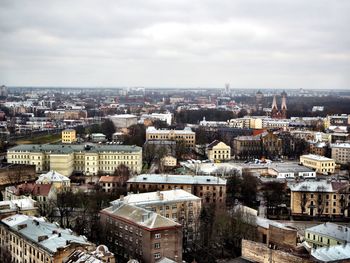 High angle view of buildings in city