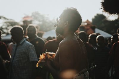 Rear view of people at music concert