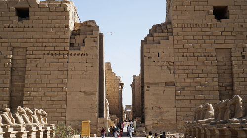 Karnak luxor temple with ram sphinx row at corridor entrance