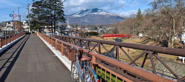 High angle view of bridge against sky