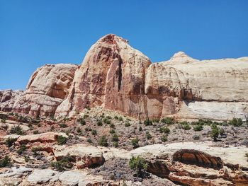 Low angle view of rock formations