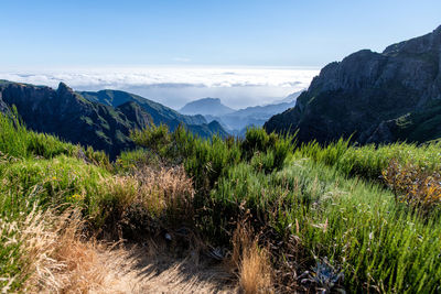 Scenic view of mountains against sky