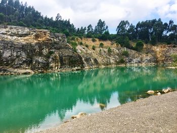 Scenic view of lake against sky