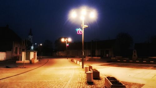 Illuminated street light at night