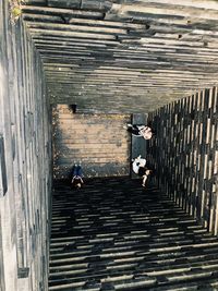 People on staircase of building