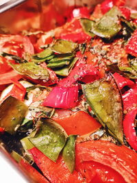 High angle view of chopped vegetables