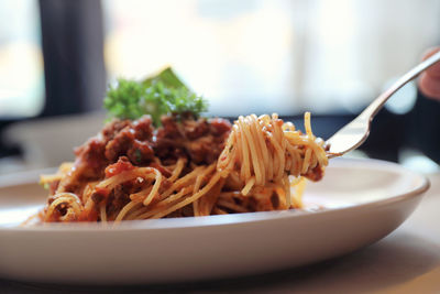 Close-up of meal served in bowl