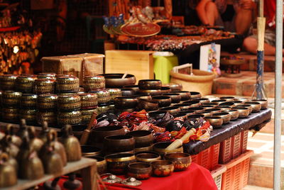 Various vegetables for sale at market stall