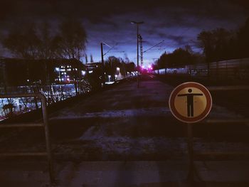 Road in winter at night