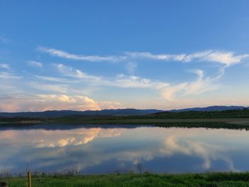 Scenic view of lake against sky