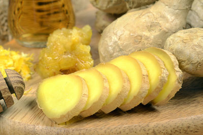 Close-up of bananas on table