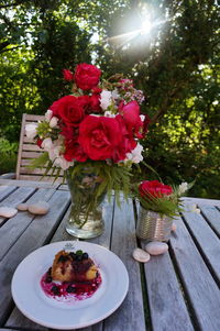 Close-up of flowers on table