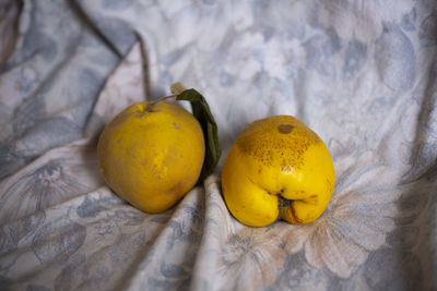High angle view of fruits on table