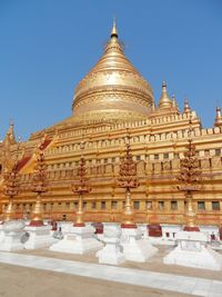 View of temple building against clear sky