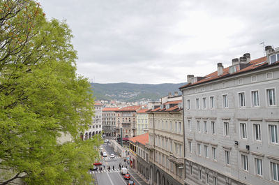 High angle view of road amidst buildings in city
