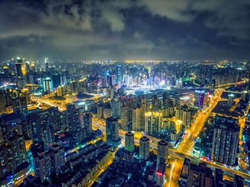 Illuminated cityscape at night