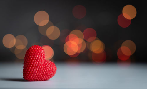 Close-up of heart shape on table