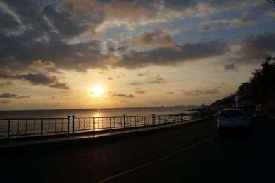 Scenic view of sea at sunset