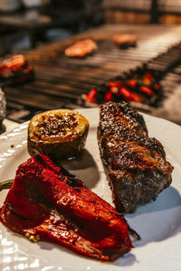 Close-up of dessert in plate on table