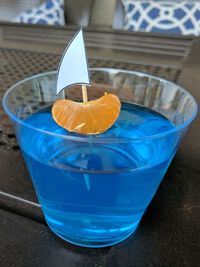 Close-up of blue drink
