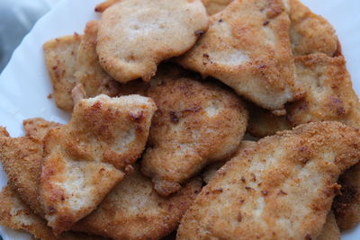 High angle view of meat in plate