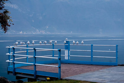 Scenic view of sea against blue sky