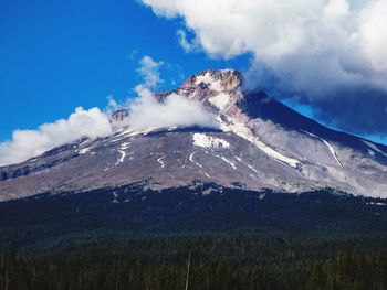 Aerial view of snowcapped mountains against sky